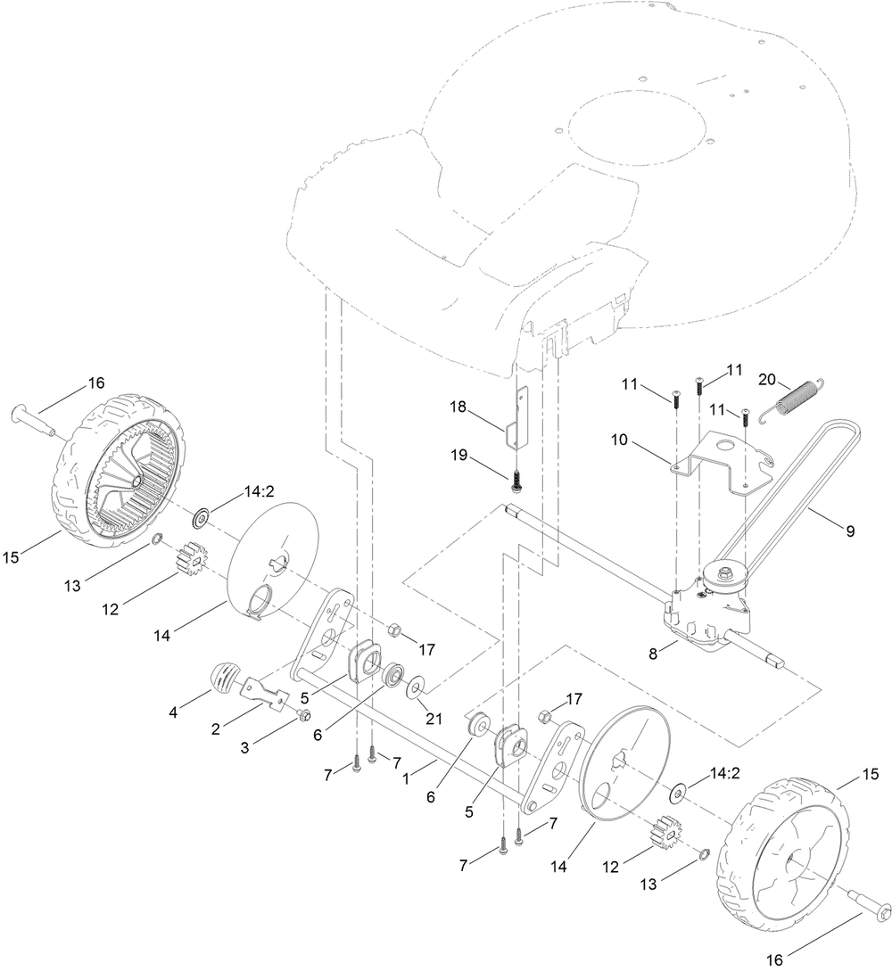 Front Wheel Assembly Diagram and Parts List for 406000000 - 999999999 Lawn Boy Lawn Mower